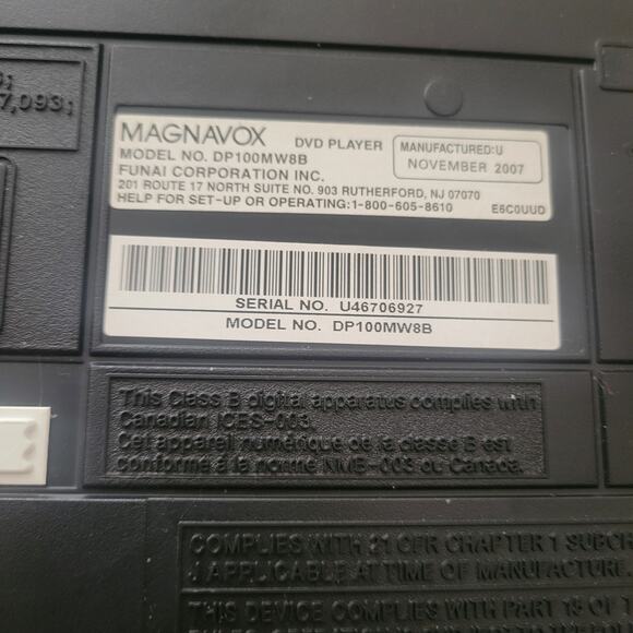 Magnavox DVD Player DP100MW8B With remote Working RCA cables included - Picture 8 of 9